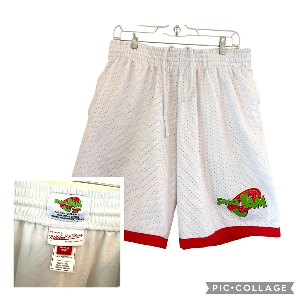 Space Jam Mitchell & Ness 25th‎ Anniversary Basketball Shorts White Large Jordan